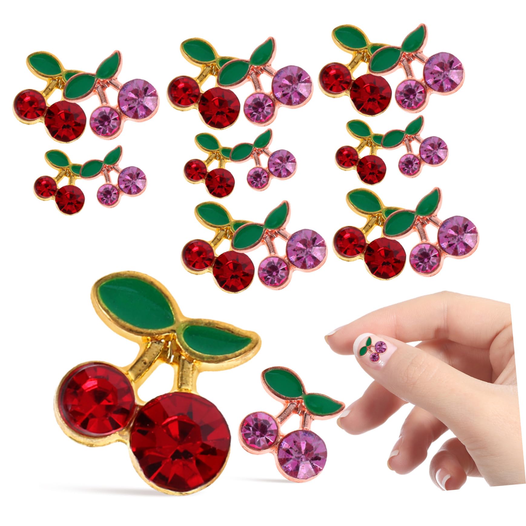 SHERCHPRY 5 Set Ciondoli Per Unghie Decorazioni Per Nail Art Con Ciliegie Per Manicure E Te Per Unghie Con E Pezzi*5