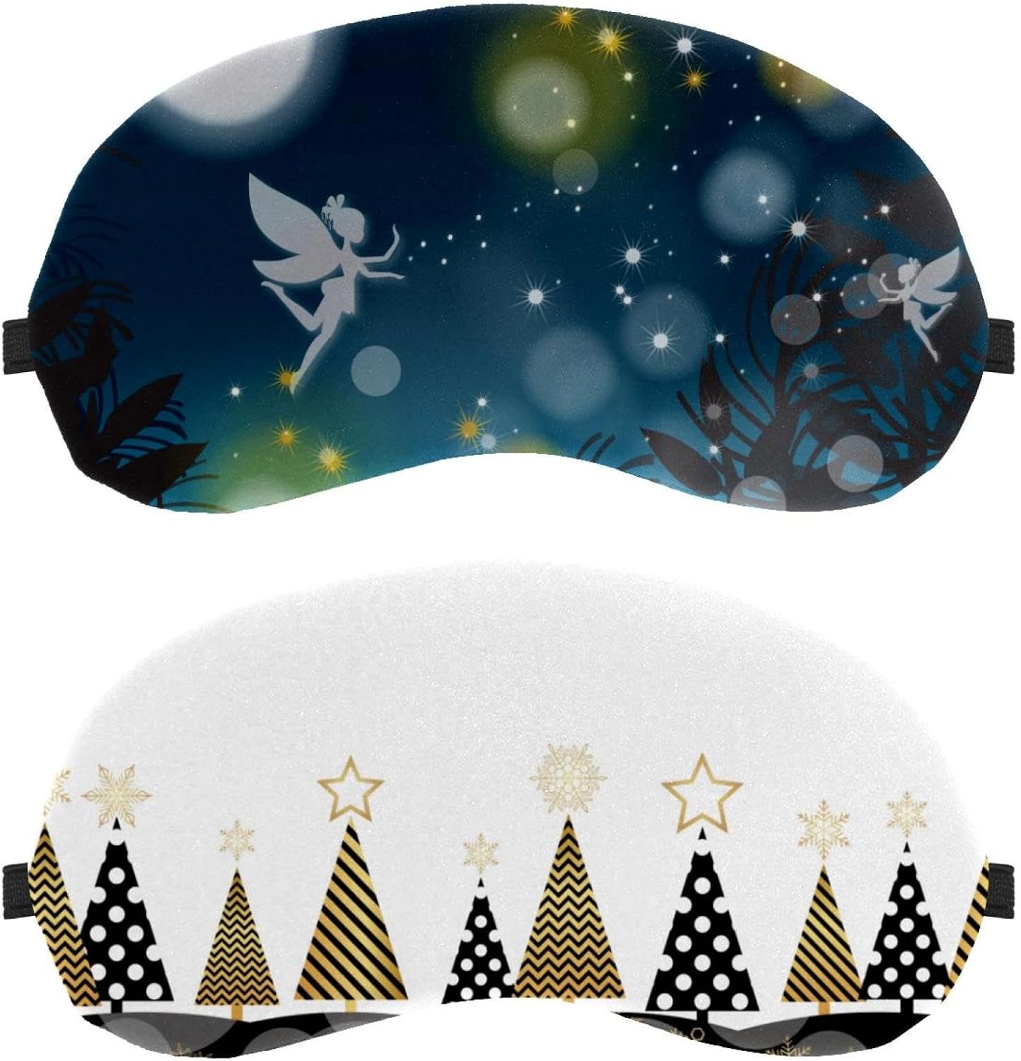Confezione da 2 maschere per dormire con renne di Babbo Natale, blocca completamente la luce per dormire sul fianco, zero pressione oculare notturna, copertura regolabile per gli occhi