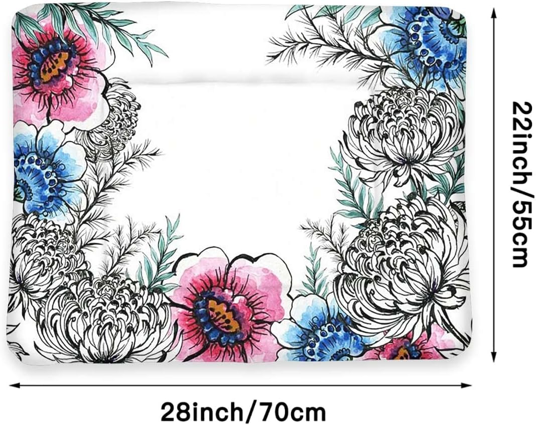 review Pink White Non-Electric Pet Warming Pad Floral Flower Blooms Botany Super Soft Plush Dog Crate Pad for Travel or Home Watercolor Style 22