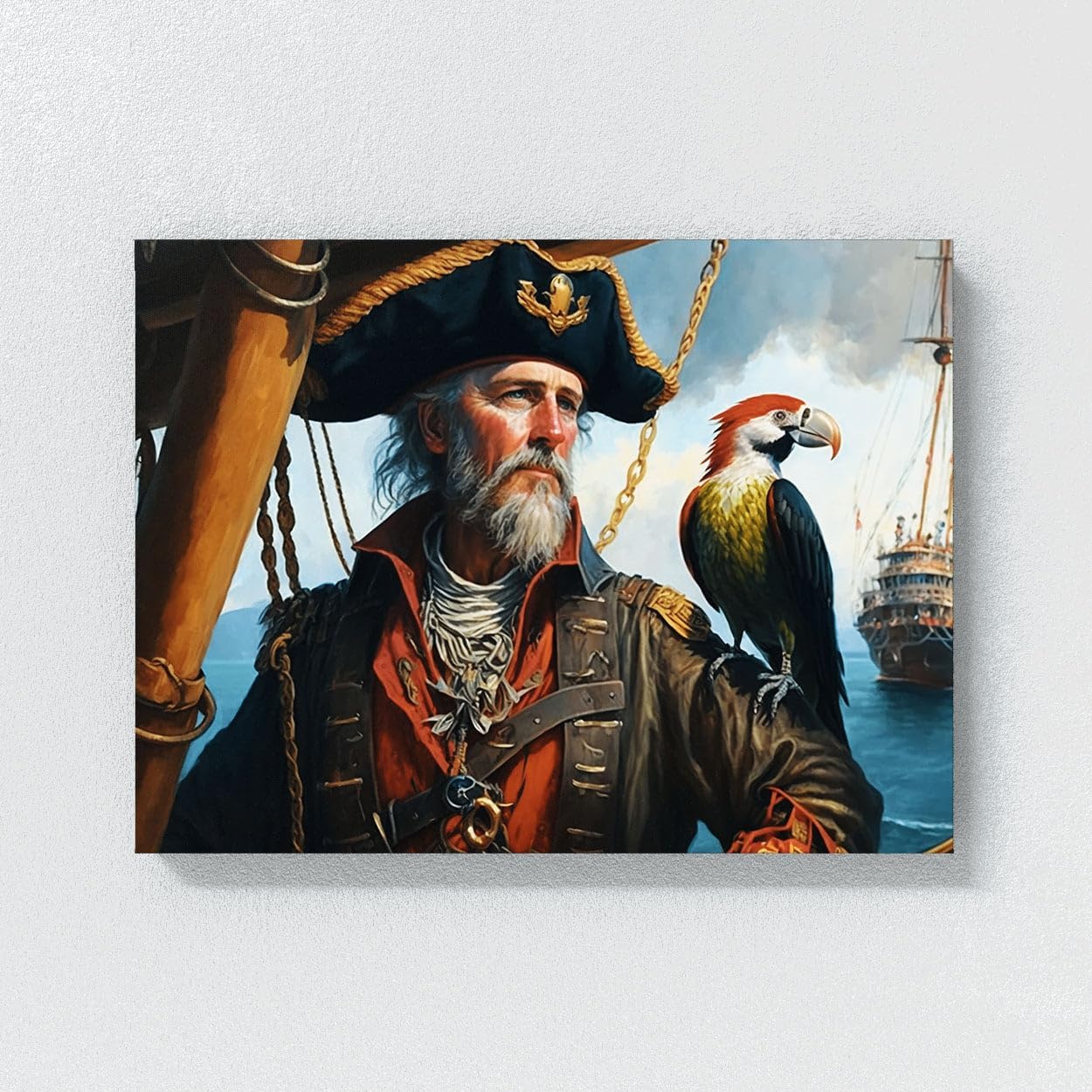 Sense Canvas Pirate Parrot 53 Canvas Art - Home Decor Wall Art Print Poster Painting Large 40x30 / 0.75"