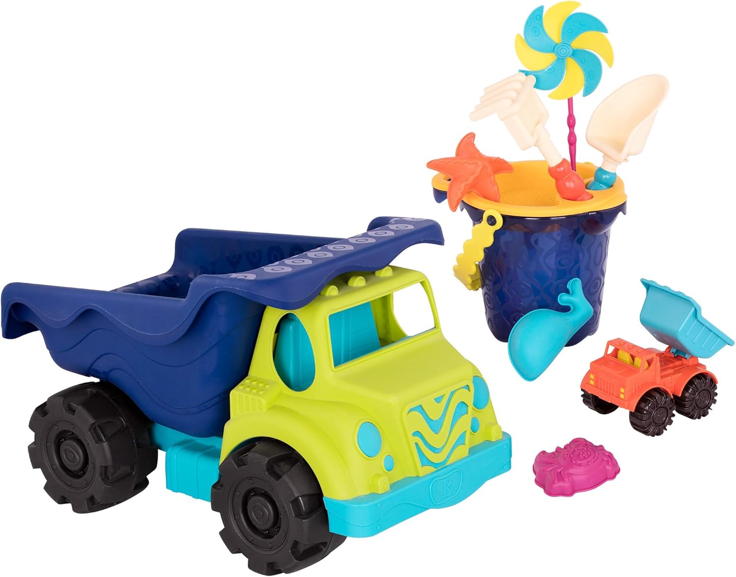 B. Toys – Large Dump Truck & Sand Bucket Set (10-Pc) – Colossal 20" Truck, Toy Cars, Vehicles, & Beach Accessories for Kids Ages 18 Months+ : Toys & Games