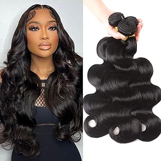 Tasumla 12A Human Hair Bundles 16 18 20 Inch Body Wave 3 Bundles Human Hair 100% Unprocessed Brazilian Virgin Hair Bundles Deals Human Hair Weft Weave Bundles Human Hair Extension Natural Color Afekis