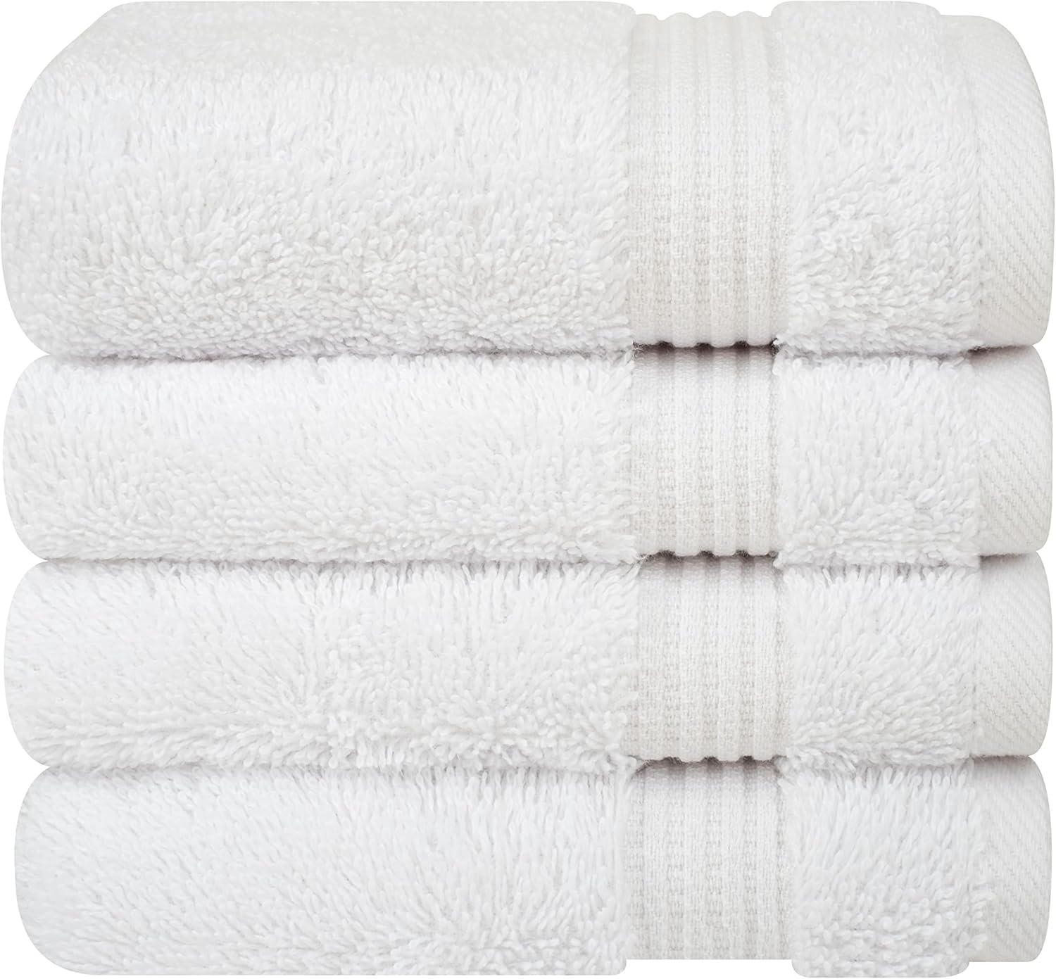 Cotton Paradise 100% Cotton Turkish Washcloth Set for Bathroom, 4 Piece Soft Absorbent Small Towels Wash Rags, White