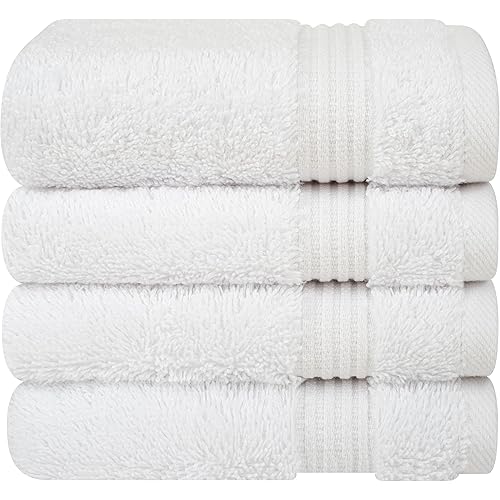 Cotton Paradise 100% Cotton Turkish Washcloth Set for Bathroom, 4 Piece Soft Absorbent Small Hand Face Towels Wash Rags, White