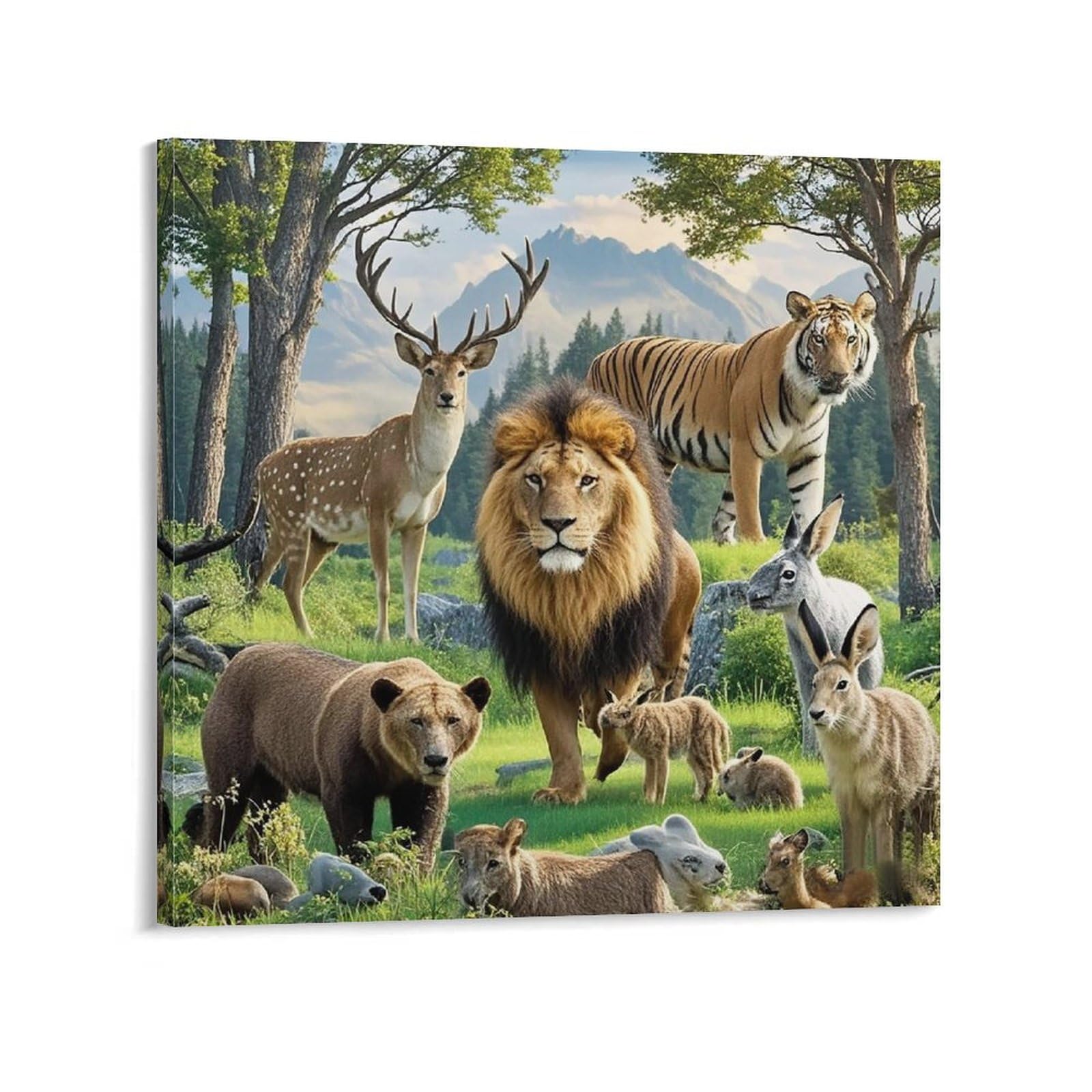 Toile murale abstraite animaux sauvages cadre 40x40 cm