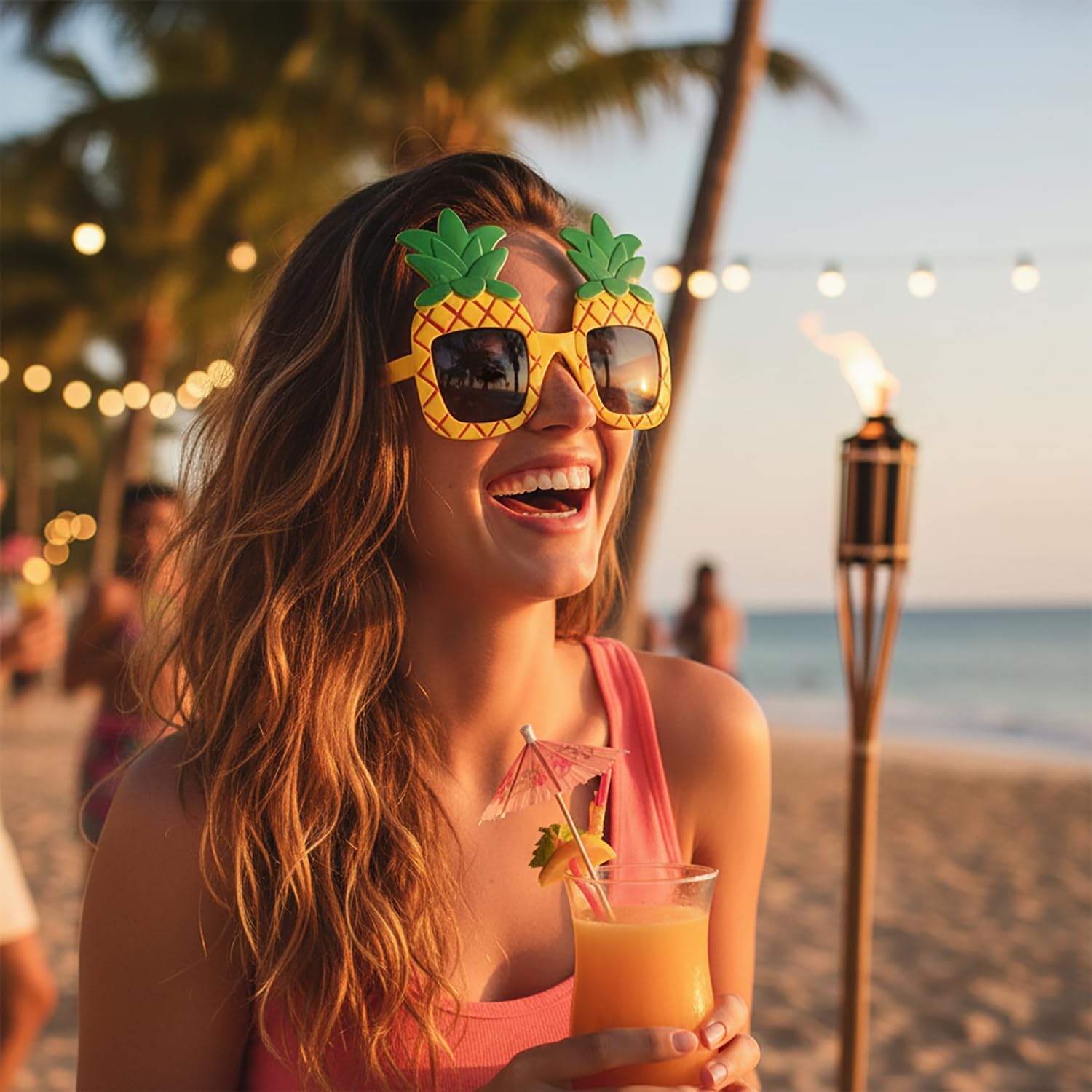 2 Style Party Pineapple Sunglasses, Funny Hawaiian Glasses, Hawaiian Luau Party Supply, Tropical Fancy Dress Props, Fun Summer Party Favors, Beach Themed Partys Supplies Decoration