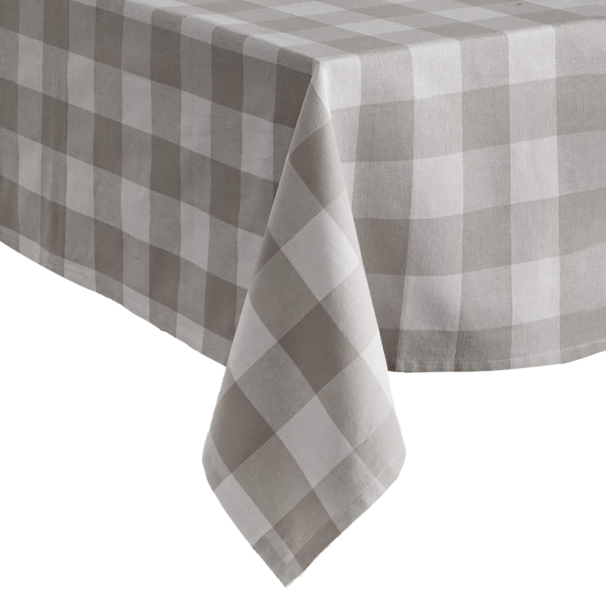 Elrene Home Fashions Farmhouse Living Buffalo Check Tablecloth, 60" x 120", Gray/White