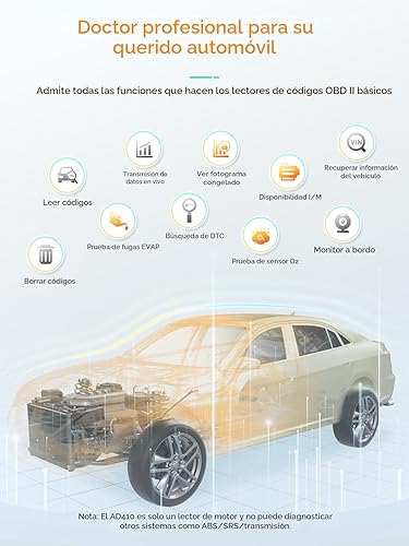 Miniatura 2 de ANCEL AD410 Escáner OBD2 Mejorado, Lector de Códigos de Vehículo para Luz de Check Engine, Escáner Automotriz OBD II para Diagnóstico de Fallas