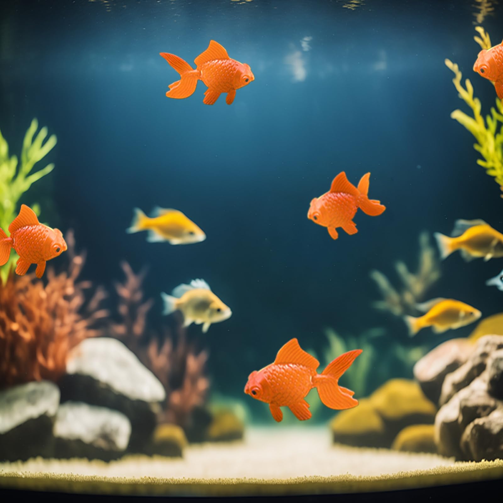 10 Pièces Poissons Artificiels Poissons Flottants Décors Petit Poisson en Mouvement Flottantes Poissons Artificiels Petit Faux Poisson pour Aquarium Poisson en Plastique (Orange)