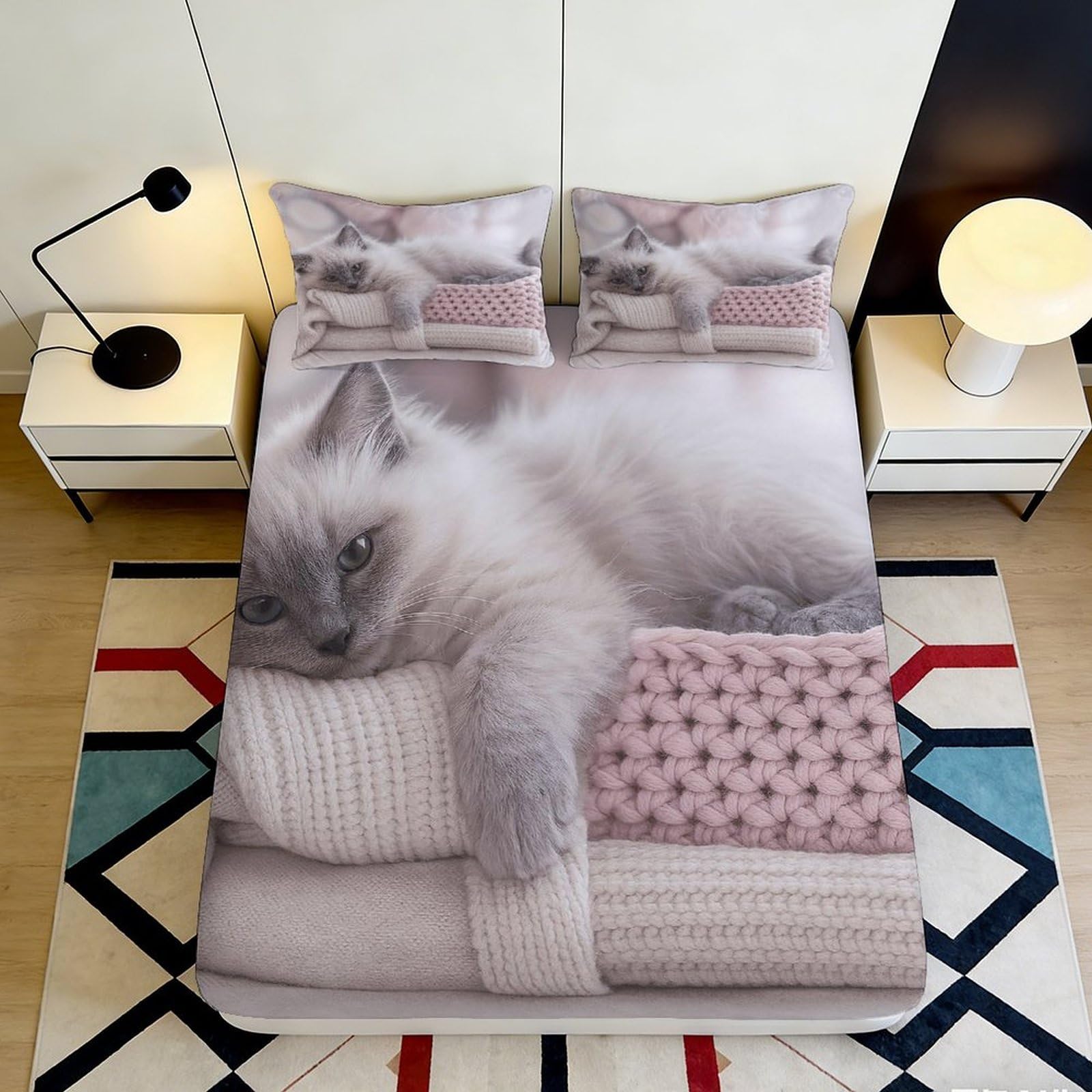 3D Printed Egyptian Pharaoh Fitted Sheet Microfiber Deep Pocket Non-Slip Bedding Decor Egyptian Mattress Fitted Cover Washable 90x200x25cm