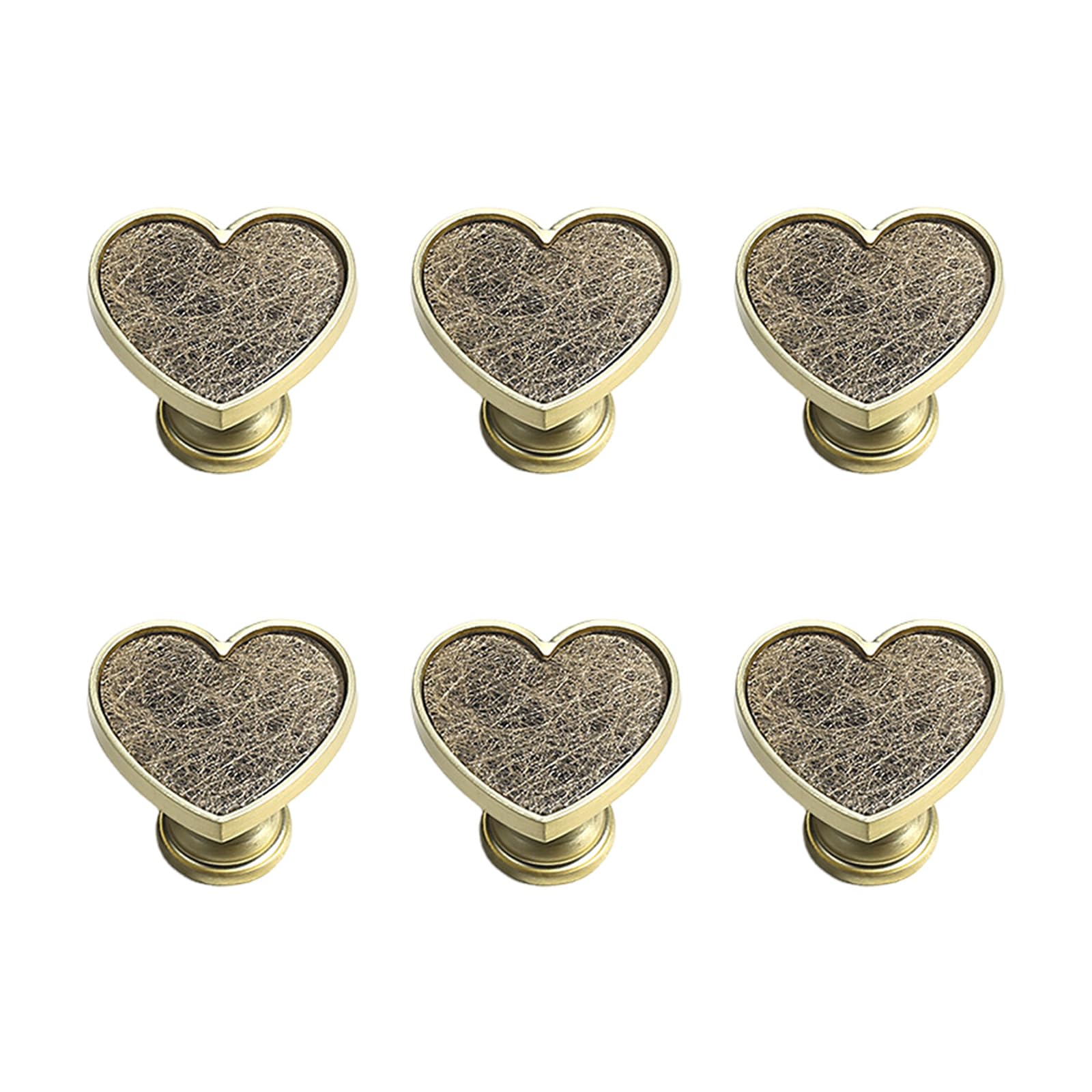 Zinc Alloy Heart Cabinet Knob Set of 6 Decorative Drawer Pull Hardware for Nightstands Dressers Cabinets and Doors Heart Cabinet Knobs Drawer Pull Set Dresser Hardware Nightstand Knobs Decorative Zinc