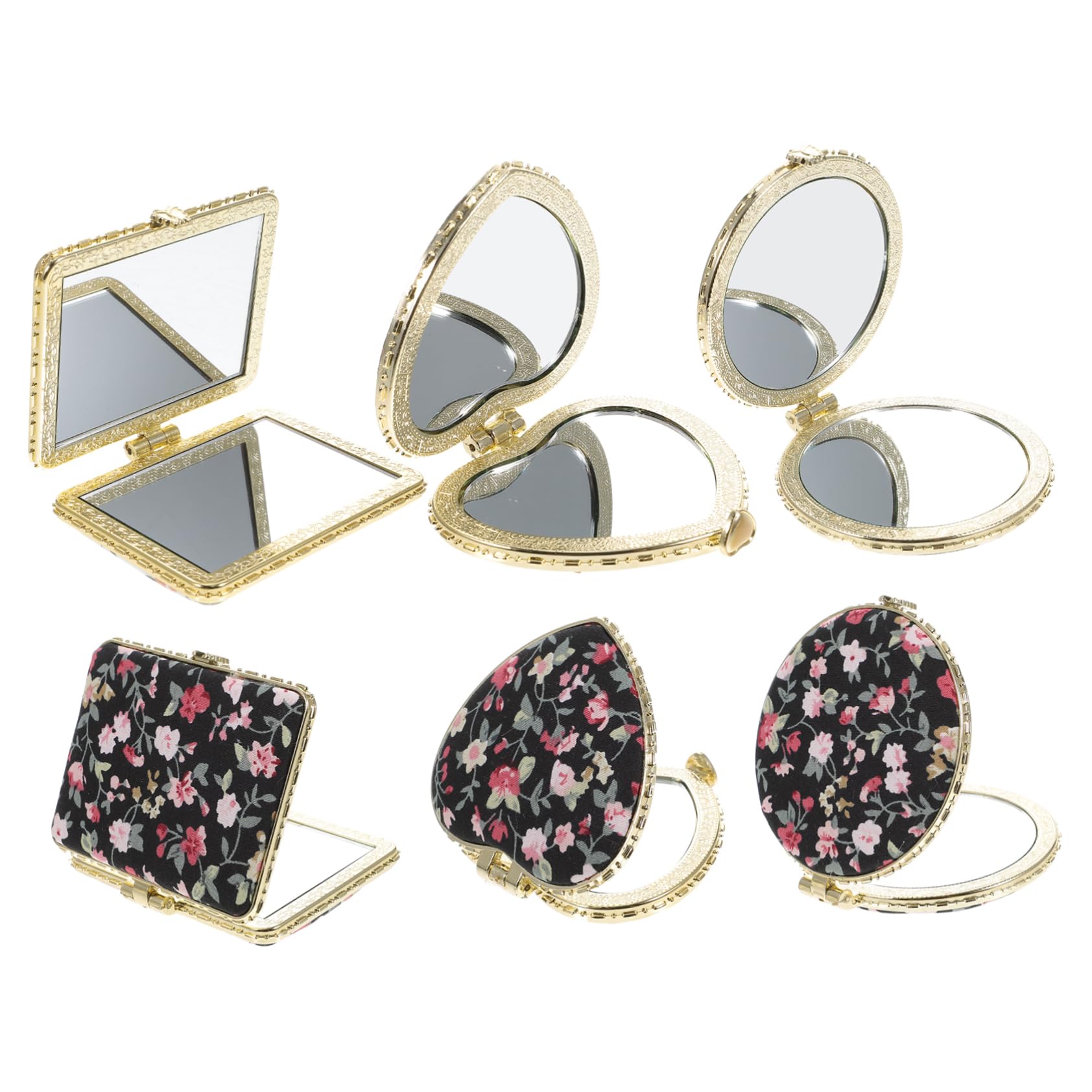 Miroir de voyage compact orné de motifs pliables antiques pour un maquillage à main chic