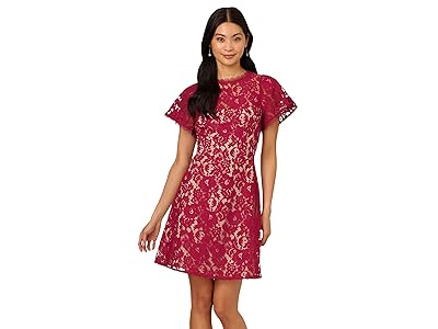 Adrianna Papell Lace Flounce Short Dress Women