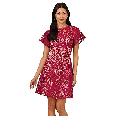 Adrianna Papell Lace Flounce Short Dress Women