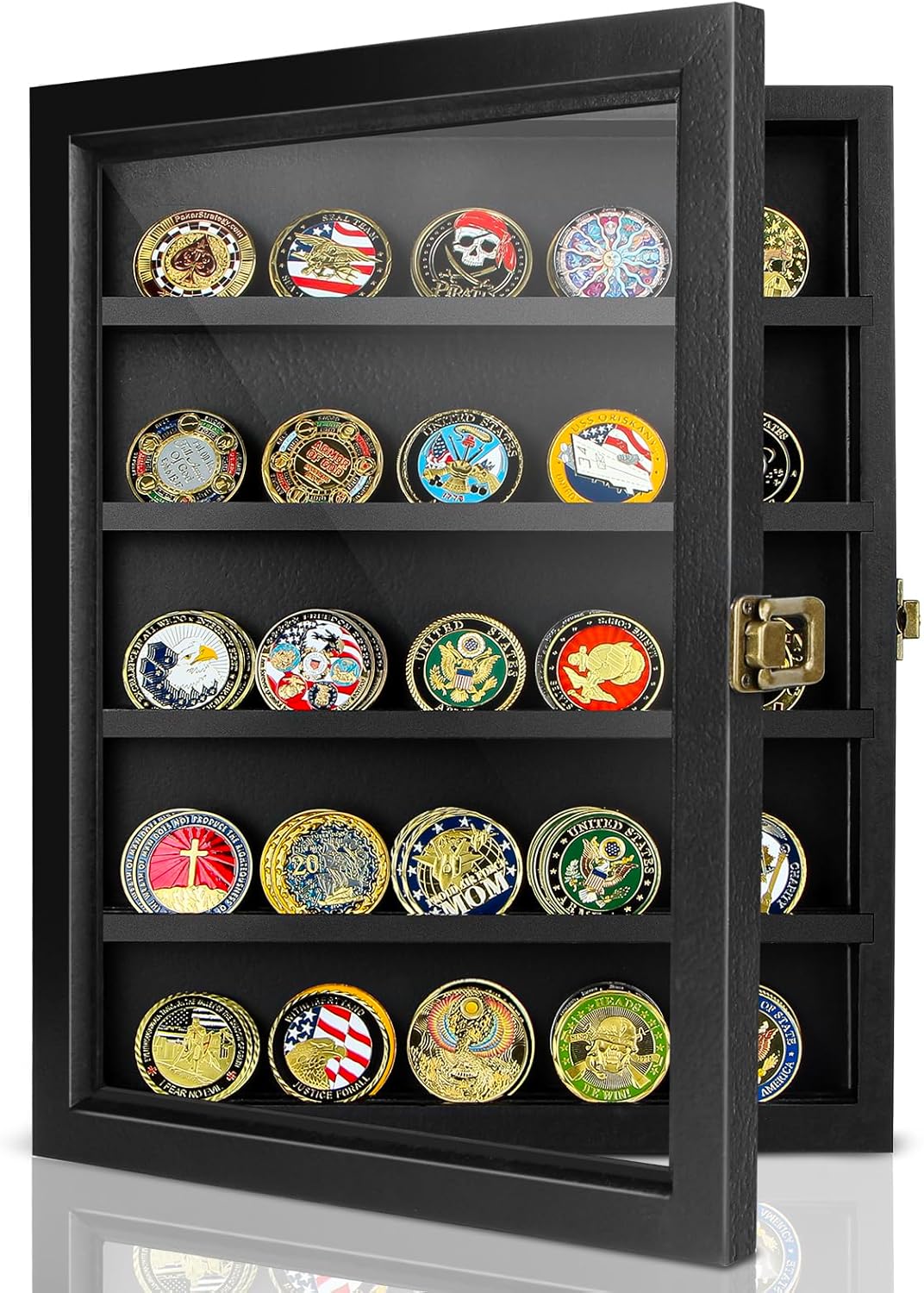 ULTRGEE チャレンジコインディスプレイケース コインコレクションディスプレイスタンド 壁用 ミリタリーメダル シャドウボックス チャレンジ
