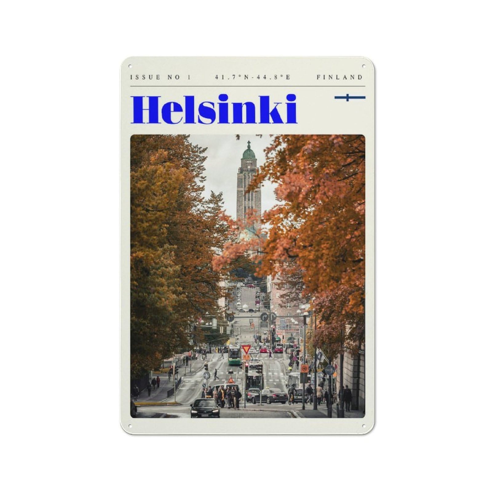 Junmoney Style-3 Tin Sign 30X20cm With Helsinki Finland Travel Art For Hallway Wall, Rustic Decor, For Vintage Wall Decor Fans, For Garage And Workshop Walls