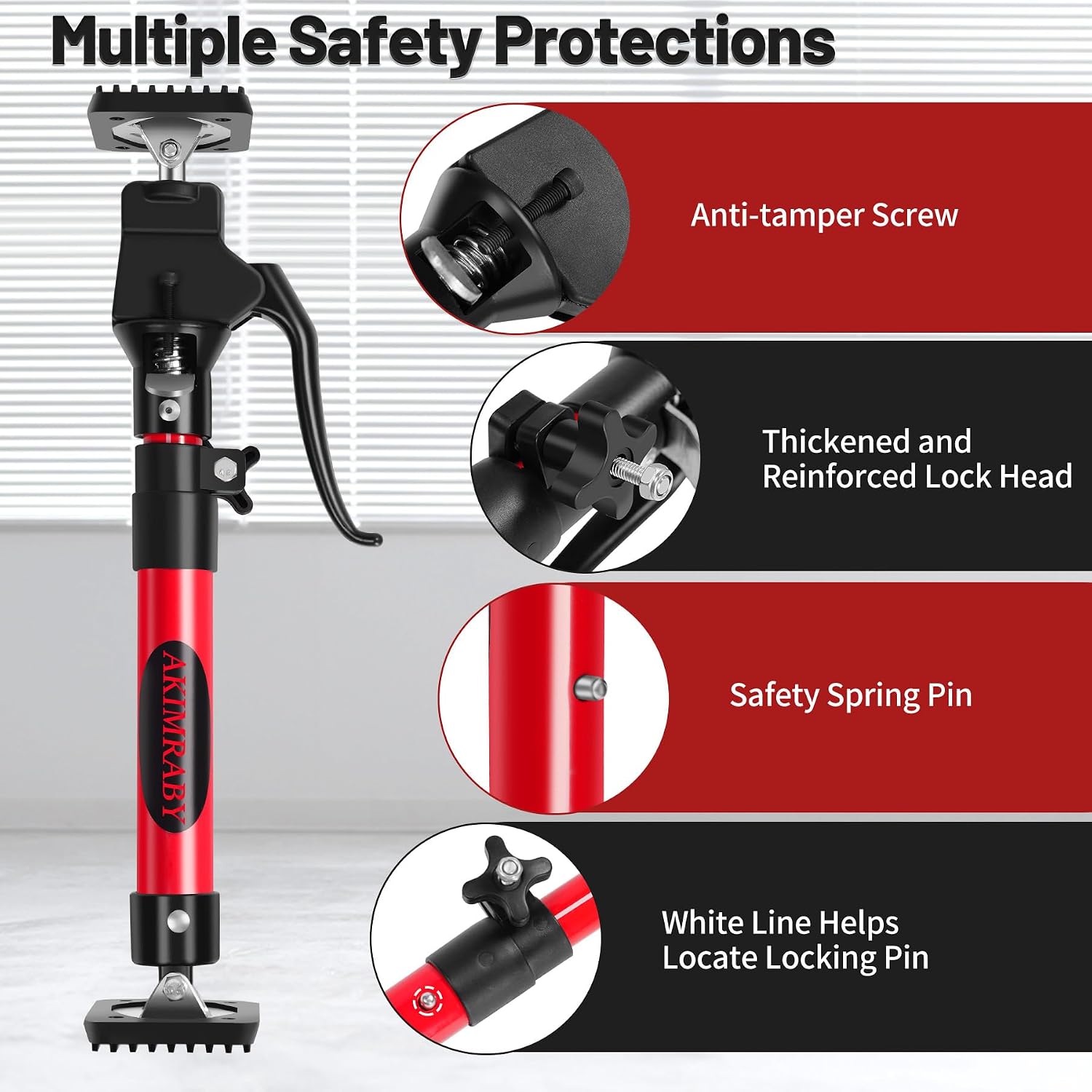 Cabinet Jacks for Installing Cabinets, Heavy-Duty 15.8"-23.6" Jack Rod, 220-lb Capacity Cabinet Installation Tools with Adjustable Non-Slip Pads, Third Hand Tool with Spring-Loaded Pins, 2 Packs