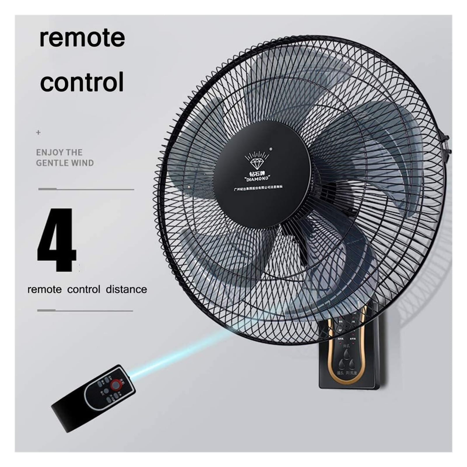 Ventilateur Mural Silencieux Avec Télécommande Et Minuteur - 4 Vitesses, Alimentation USB - Pour Chambre, Bureau, Cuisine