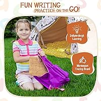 Vista 2 de Asweets Montessori - Tabla de trazado del alfabeto de madera, tablero de práctica de letras de madera, tableros de doble cara para niños pequeños