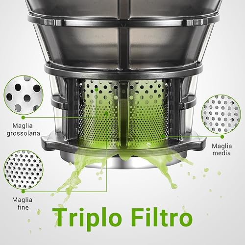 Miniatura 3 de AMZCHEF Máquinas Exprimidoras, Exprimidor de Prensado en Frío de Autoalimentación Extra de 5.3" para Verduras y Frutas Enteras, Máquina Extractora