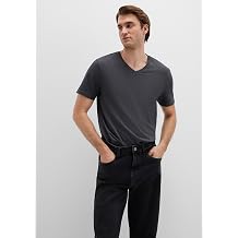 V-Neck Stretch Gray Basic T-Shirt Fitted/Body Seated Cut 061748-24398
