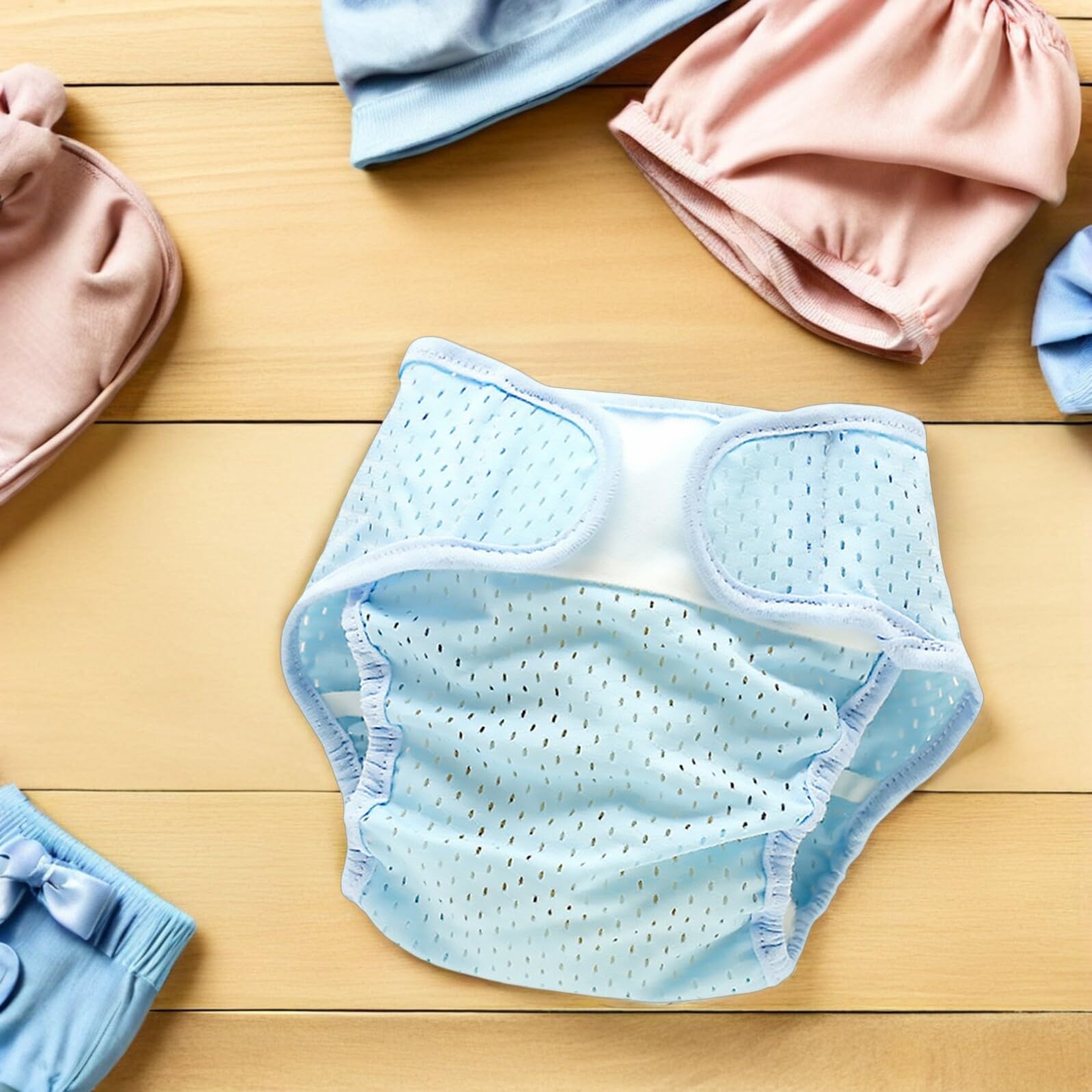 Toyvian 2 Pièces Couches Garçon Fille Respirantes Maille Bleue Couches Réutilisables Fibre de Polyester Culottes Apprentissage Extensibles Fraîches Nés Mois