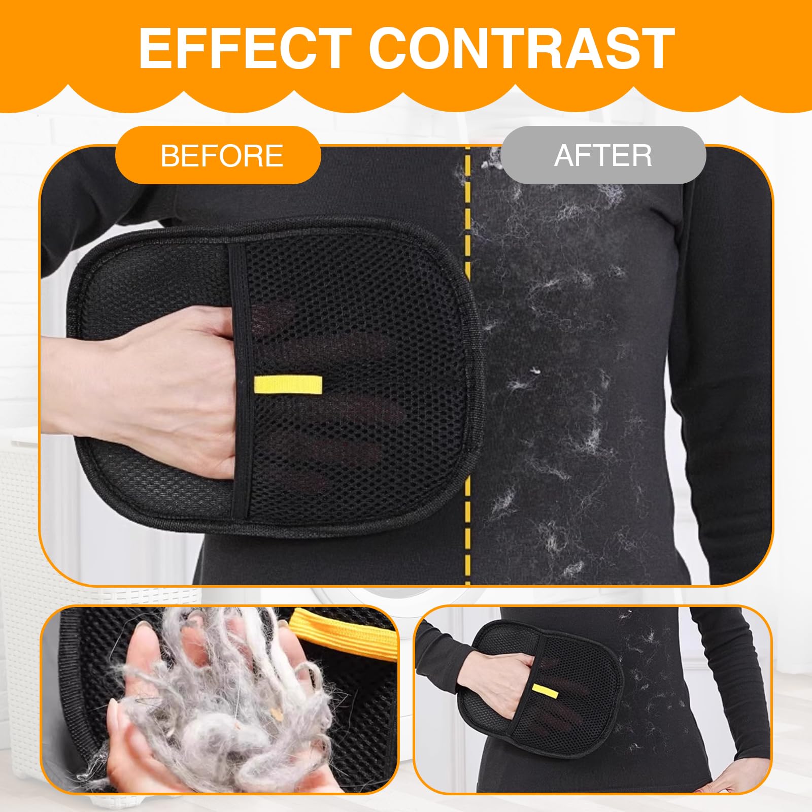FunnAura 3 Pcs Static Removal Gloves Pet Hair, Reusable Double Sided Grooming Gloves for Grooming Deshedding, Washing - Image 4