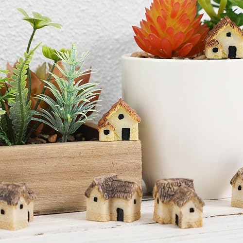 Miniatura 2 de Angoily Casas en miniatura para manualidades, 12 piezas de jardines de hadas, casa de piedra, mini cabaña de hadas, adornos de piedra de jardín en