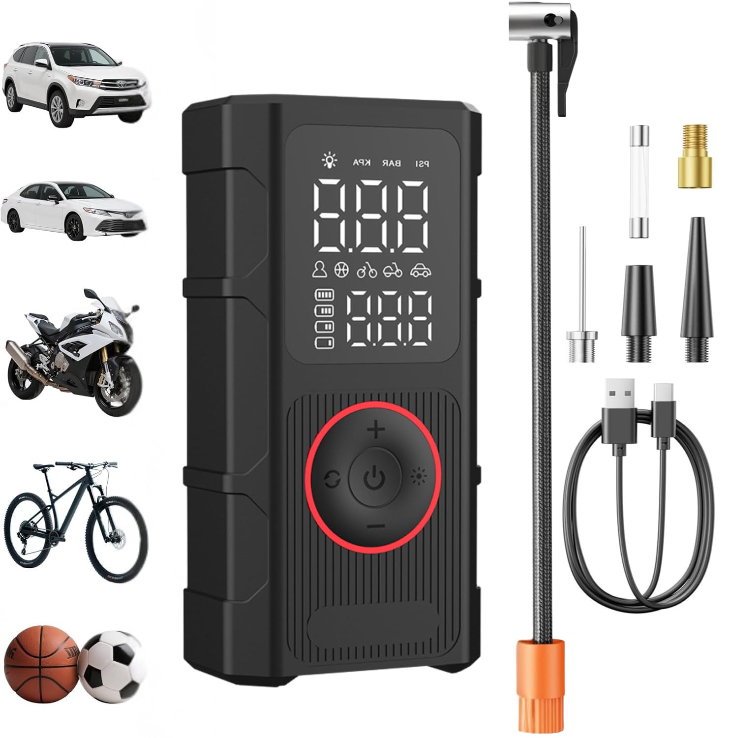 LIVOWALNY 150 PSI Portable Tyre Inflator for Car and Bike, 4000mAh Battery Wireless Air Compressor with Auto Shut-Off, Dig...