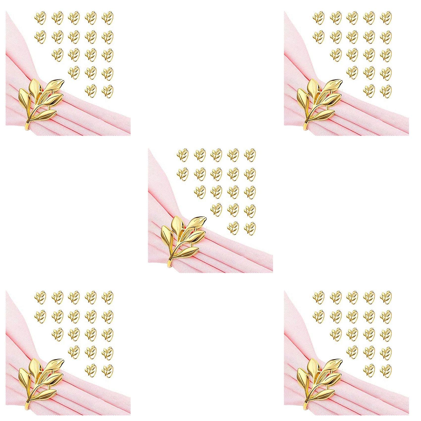 Hndhbfgrt 100Pcs Napkin Rings - Gold Napkin Ring for Table Napkins - Holiday Napkin Rings Fall Napkin Rings for Party