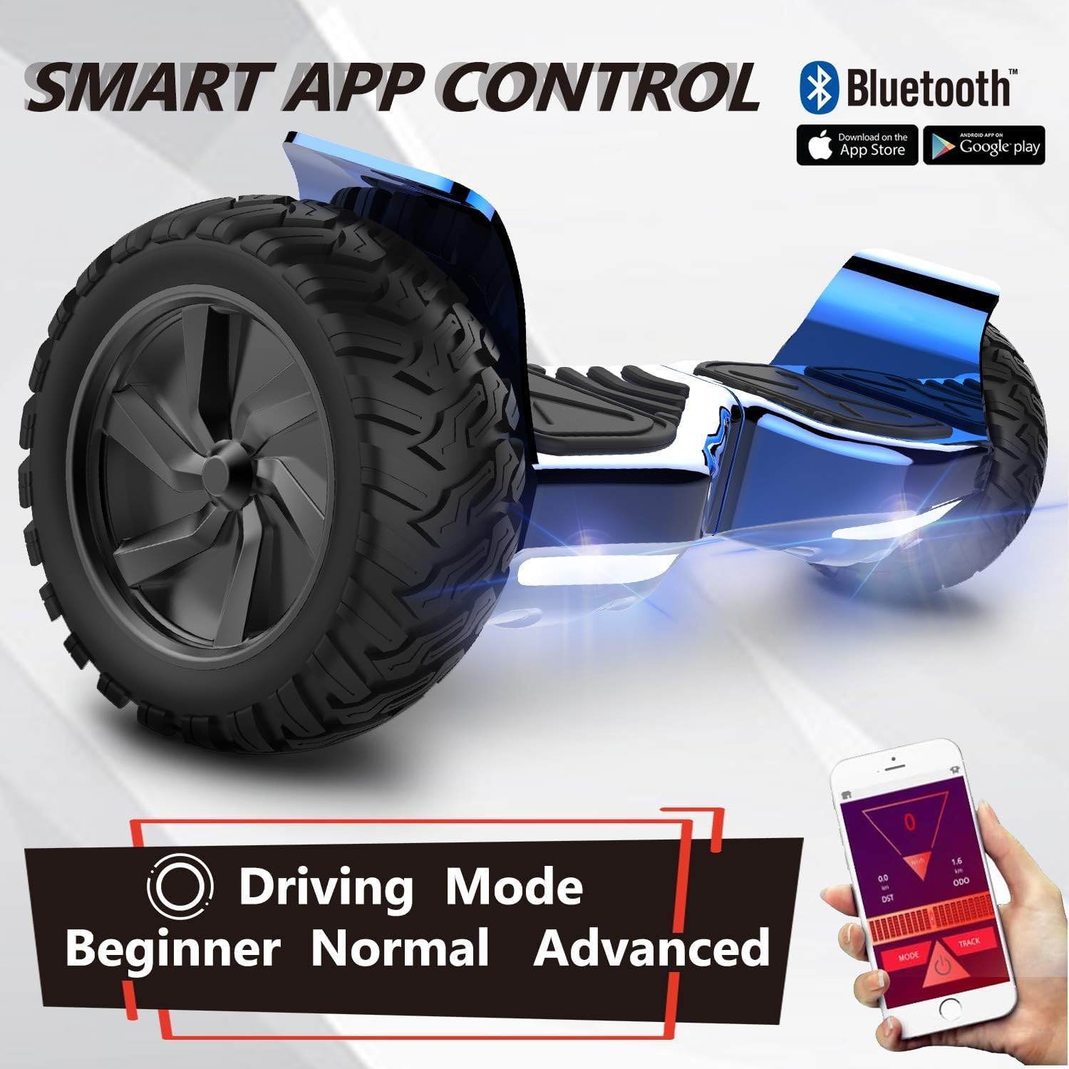 GeekMe Hoverboards mit sitz,8.5" All-Terrain mit leistungsstarkem Motor APP Bluetooth eingebaut + Hoverkart Zubehör für Hoverboards