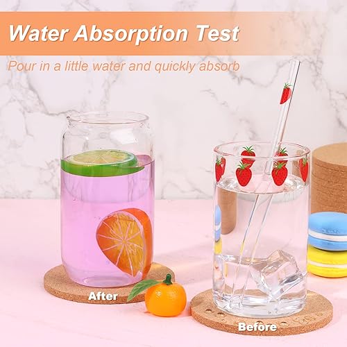 Miniatura 4 de Juego de 80 posavasos de corcho para bebidas absorbentes de 4 pulgadas, juego de posavasos redondos resistentes al calor, tapete de bar