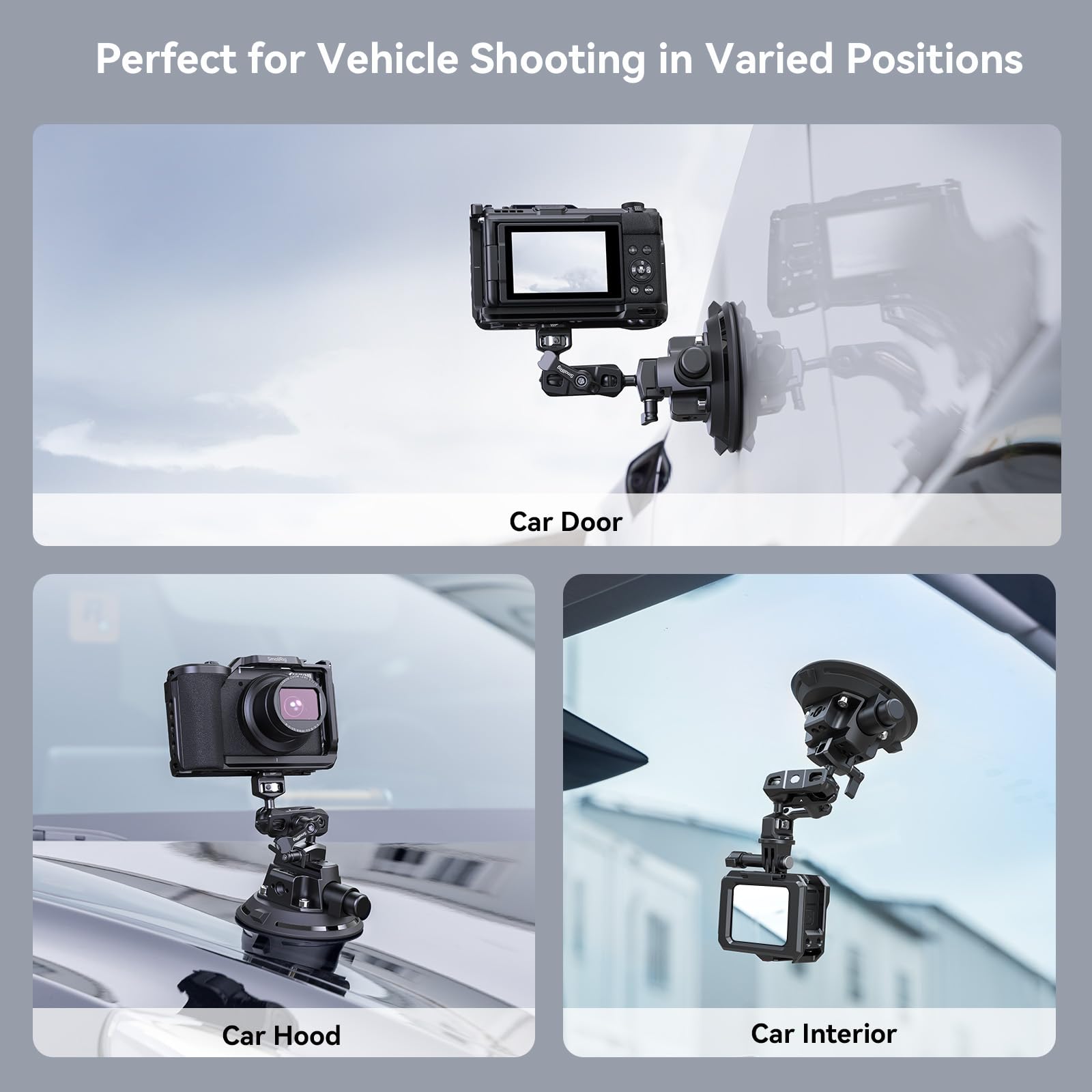 SMALLRIG 4" Camera Suction Mount with Ball Head Magic Arm, Kamera Saugnapfhalterung mit Kugelkopf-Zauberarm, Autohalterung für leichte Kamera/Action Kamera/Telefon, Maximale Belastung 3 kg – 4236C