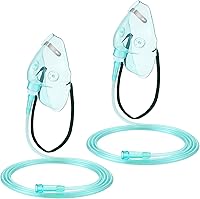 Geiserailie 2 Pack Large Adult Oxygen Masks with 7ft Anti-Kink Tubing & Adjustable Elastic Strap - Comfortable Latex-Free Breathing Mask