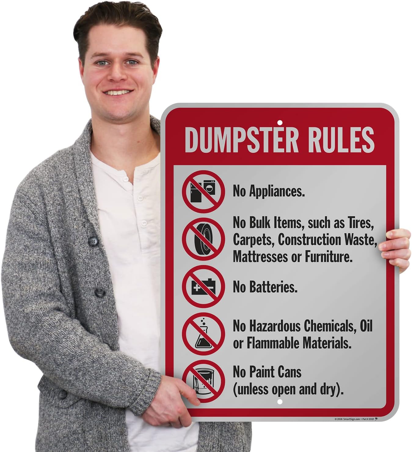 SmartSign "Dumpster Rules" Sign | 18" x 24" Aluminum