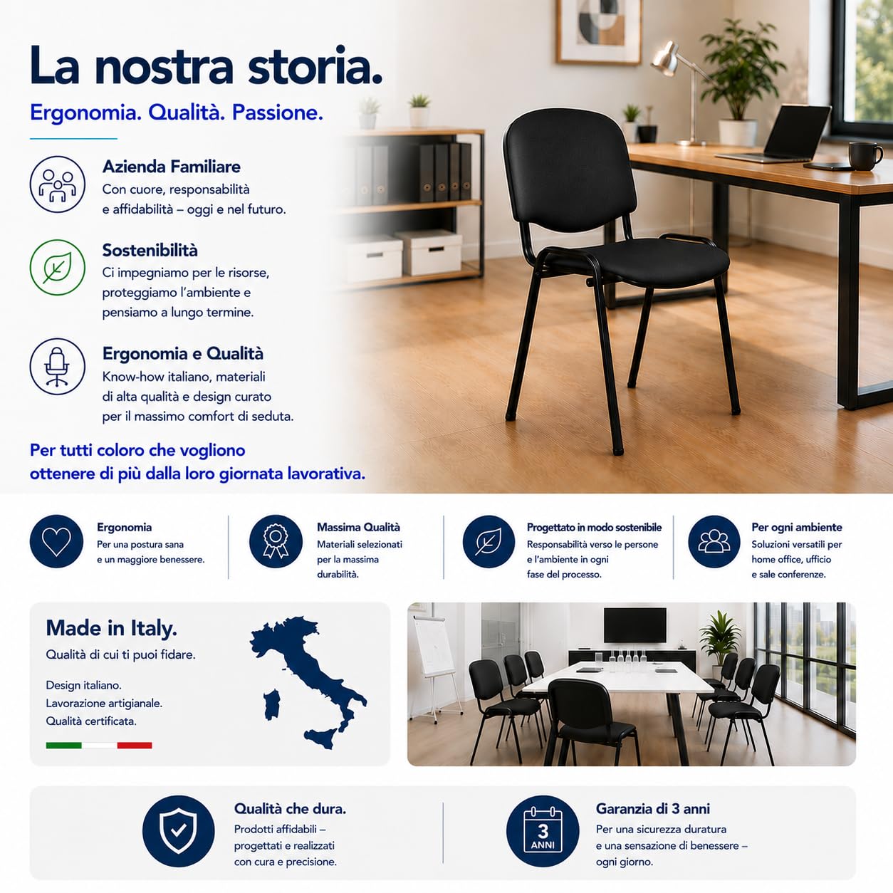 Topsit Wartezimmerstuhl, stapelbarer Besucherstuhl mit weich gepolsterter Sitzfläche, Metallgestell Bürostuhl, Konferenzstuhl für Home Office, Rezeption Pausen Raum