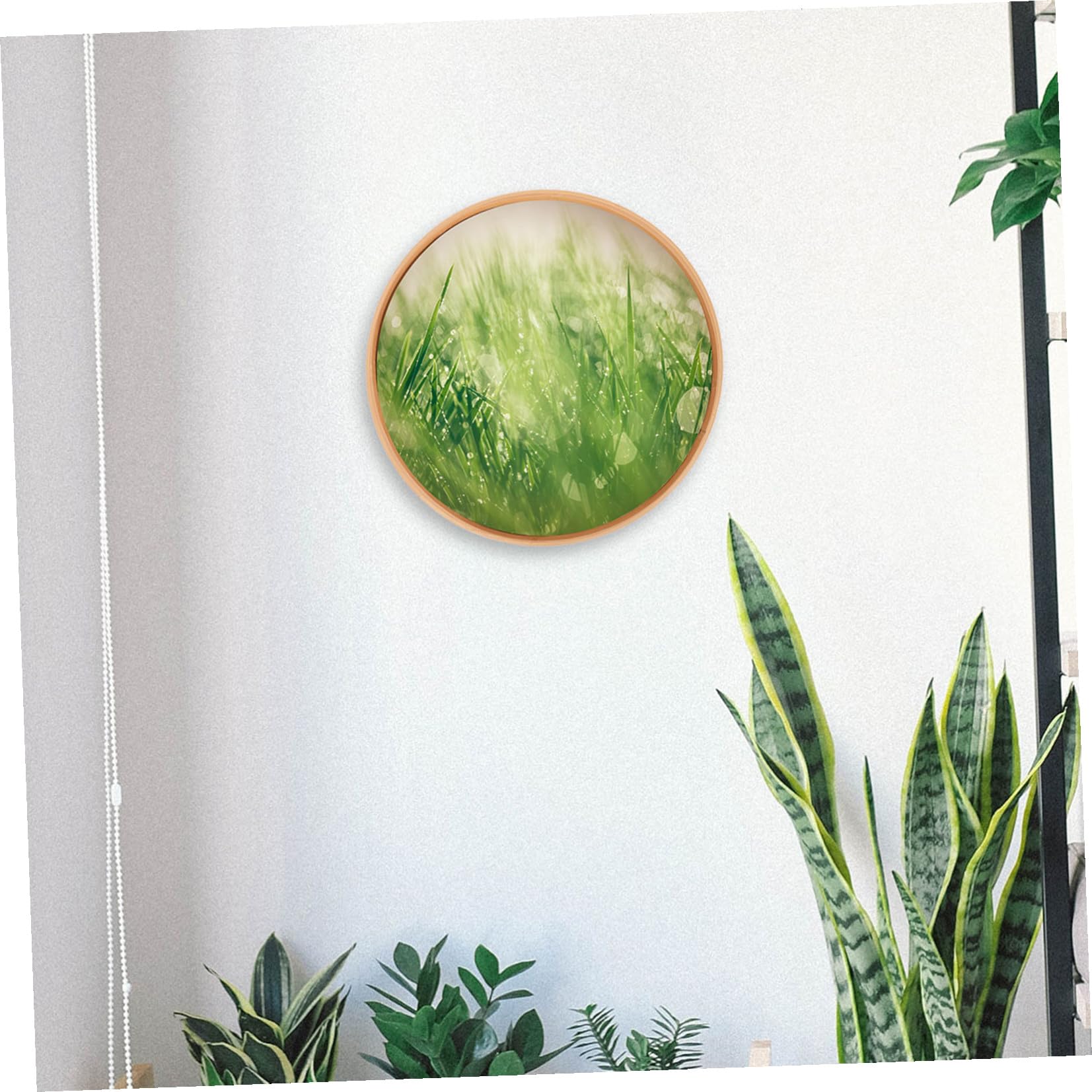 ifundom Cornice Rotonda in Legno di Bambù Naturale 35 Cm Base Stabile, Portafoto Compatto da Tavolo per Esposizione Foto e Dipinti Fai da Te, per Casa, Librerie e Ristoranti