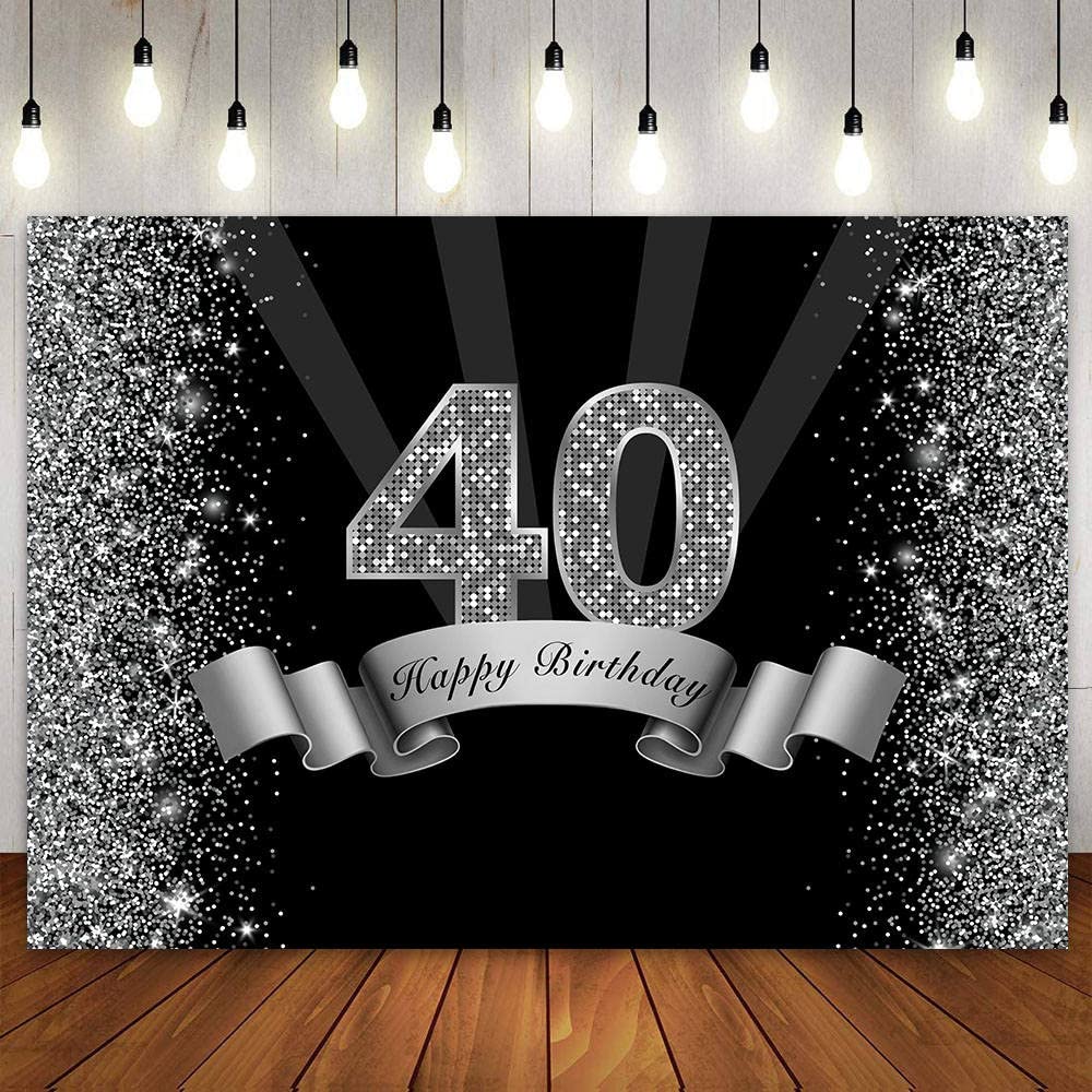 40 Anni Compleanno Festa Decorazioni Oro Rosa, 40 Striscione di Compleanno, 40 Anni di Buon Compleanno Decorazione di Festa per Donne, Sfondo Fotografico di Tessuto 40 Feste di Compleanno