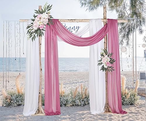Miniatura 4 de DearHouse 2 paneles de tela para cubrir el arco de la boda, 29.5 x 18 pies, cortinas de tela perlada para boda, cortina de telón de fondo