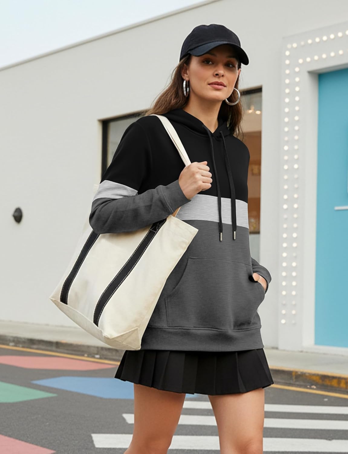 AURUZA Hoodies for Women Sweatshirt with Pocket, Women's Long Sleeve Loose Fit Pullover Hooded Drawstring Tunic Top - Image 3