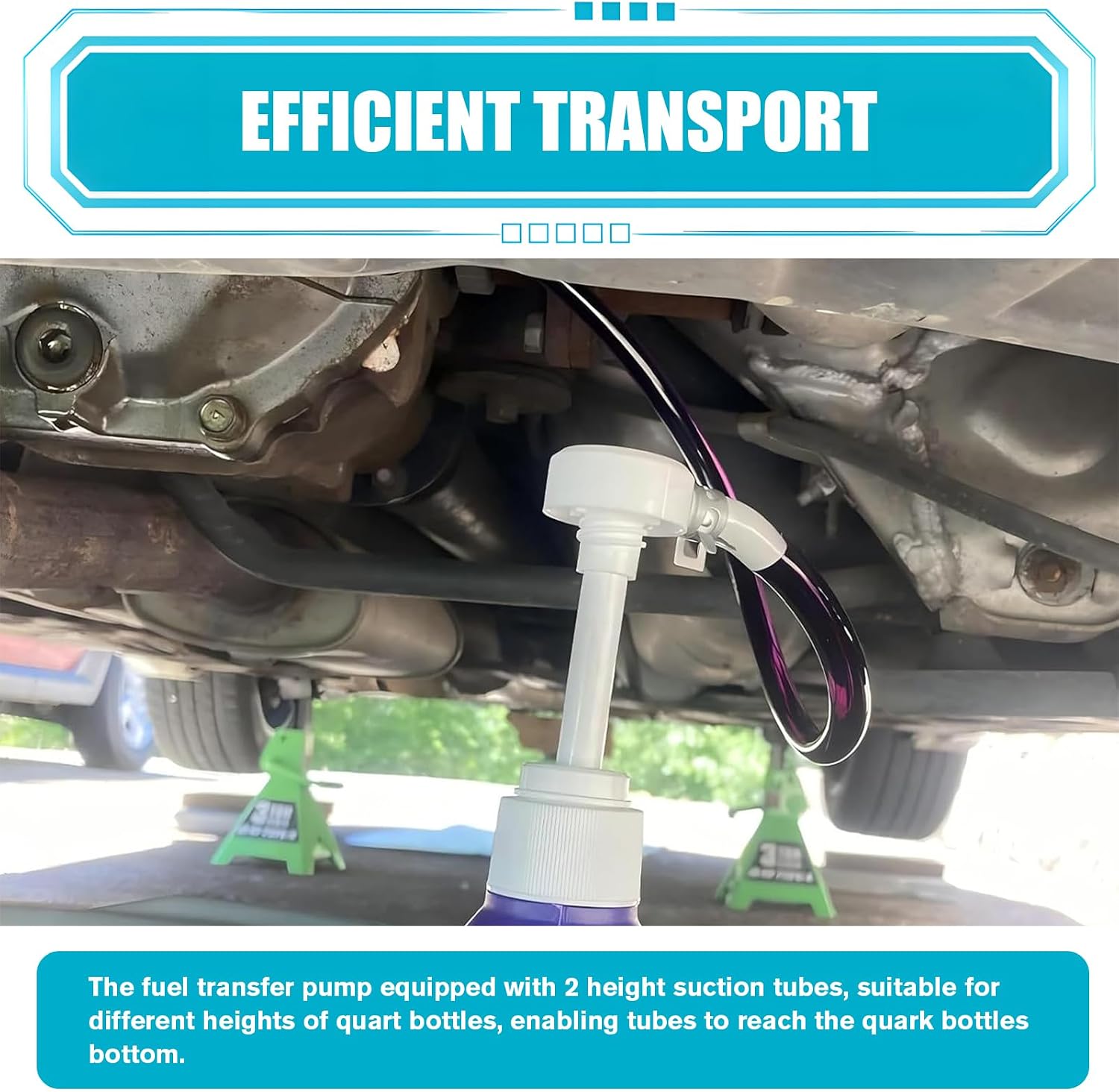 Transmission Fluid Pump Kit, Fluid Pump for Standard Quart Bottleswith 3/8 Inches Metal Swivel & Adapter, 8cc Per Pump Stroke, Transmission Fluid Pump Kit for Most Cars (White)