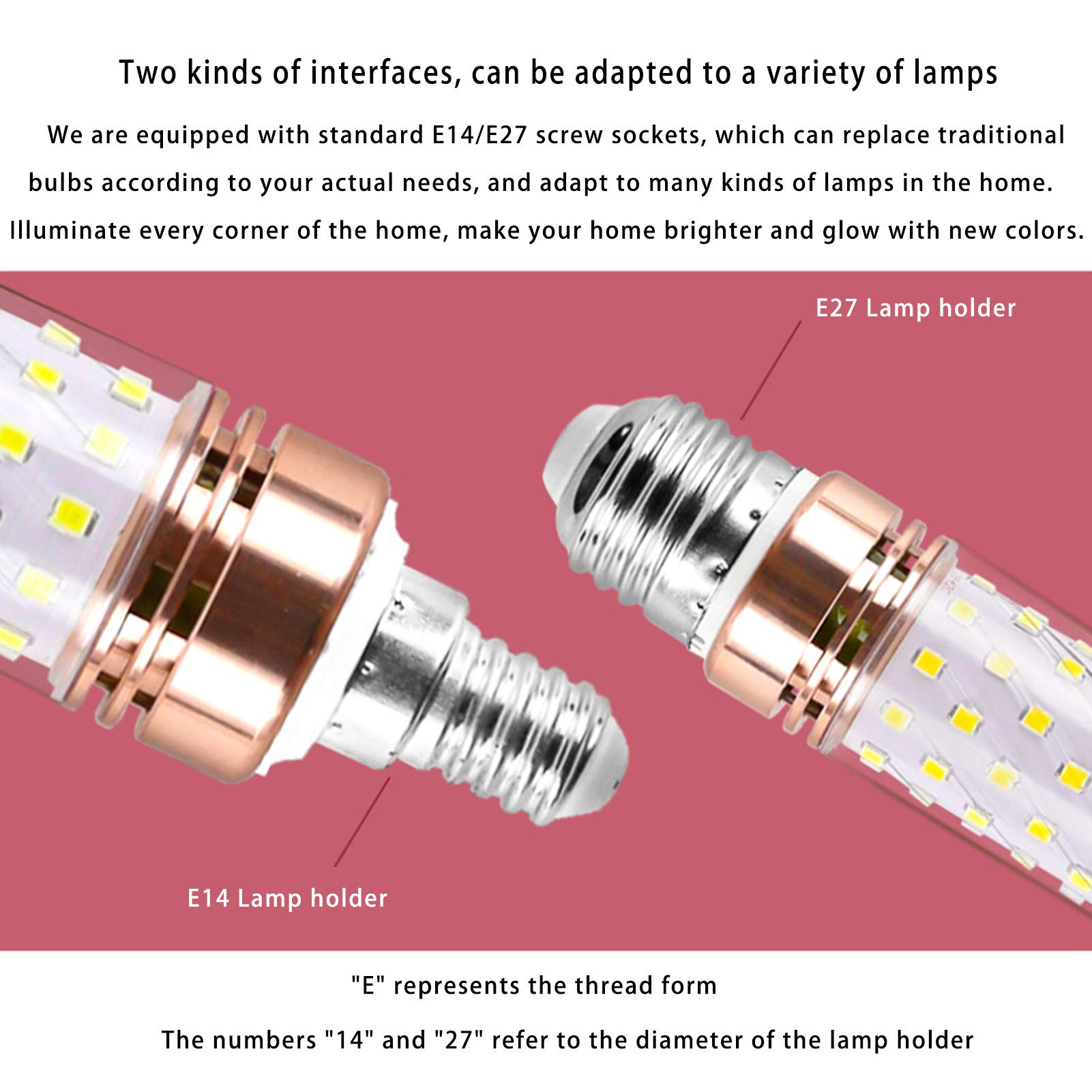 Lampadine a LED E27/e14 Lampadina a mais ad alta luminosità 24 W, equivalente lampada alogena 240 W a 360 gradi; Lampadina mais a risparmio energetico con fascio luminoso a tre colori, confezione 4