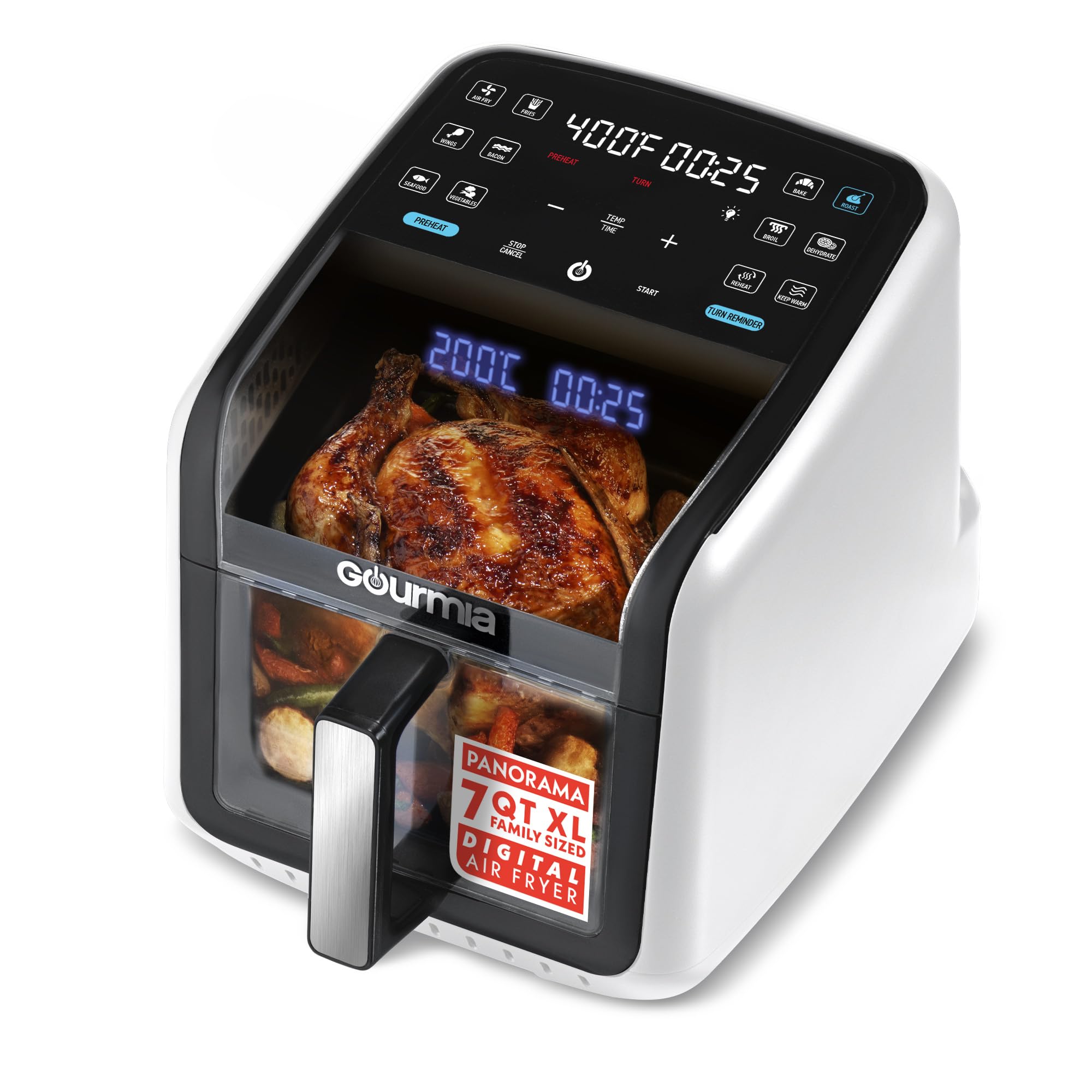 Amazon.com: Gourmia Air Fryer 7 QT - Easy View Panorama Window