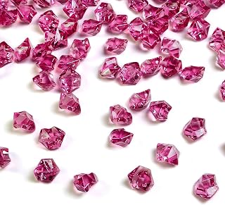 HappyFiller 15 OZ Burgundy Fake Ice Rocks Crystal Acrylic Gem Stone for Glass Vase Fillers,Candle Holder Decor, Wedding Centerpieces,Crafts,Dessert Table Decorative Scatter,Party,Home Accents