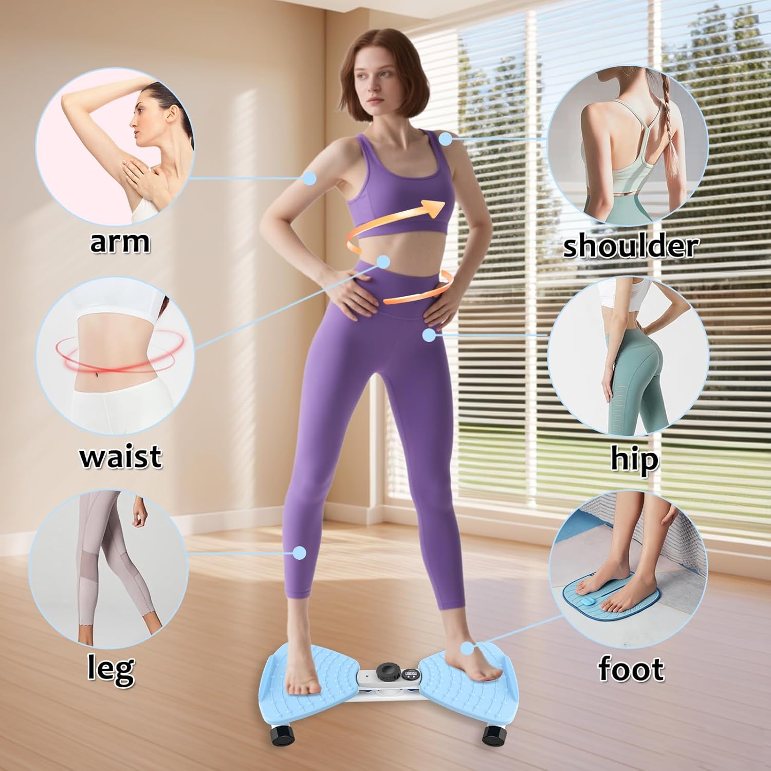 Twisting Waist Machine, Twist Board for Exercise, 300 lbs Weight Capacity, Noiseless Ab Twister for Home Gym Equipment for Women/Men, Track Time, Reps, Calories with Digital Display (Blue)