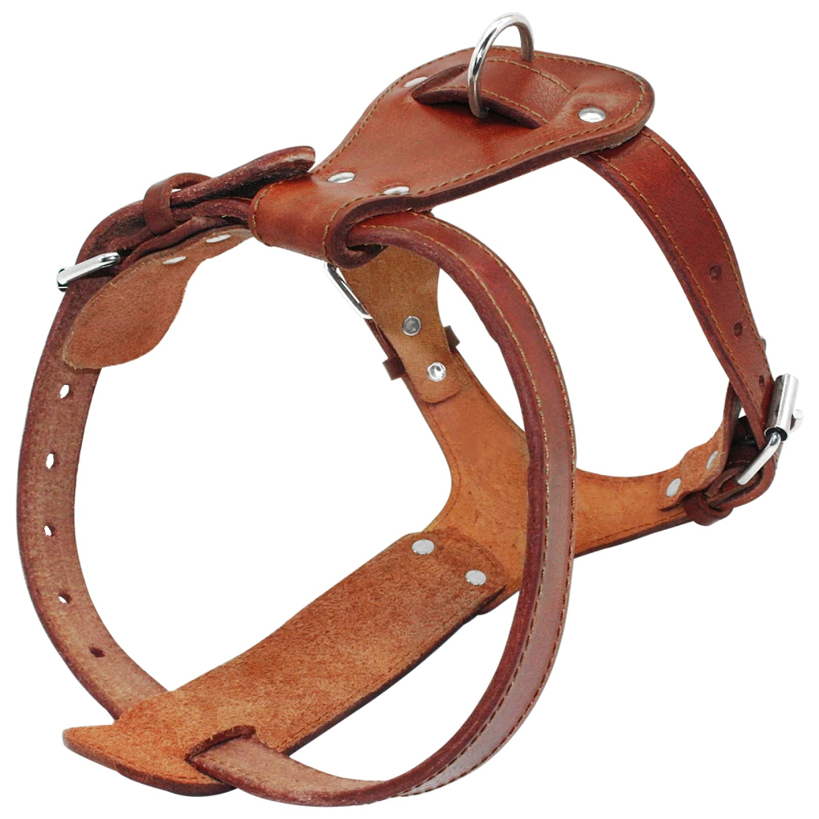 Outdoor-Geschirr Aus Echtem Leder, Verstellbares Hundegeschirr, Weste Für Hunde, Mittelgroße Bis Große Bulldogge, Labrador, Deutscher Schäferhund, Braun,Braun,L