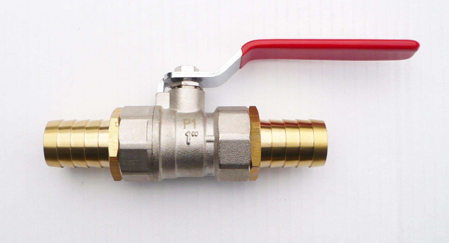 Farm & Field 1" Plated Brass BALL VALVE with 1" Solid Brass Hose Tails. Water Shut Off
