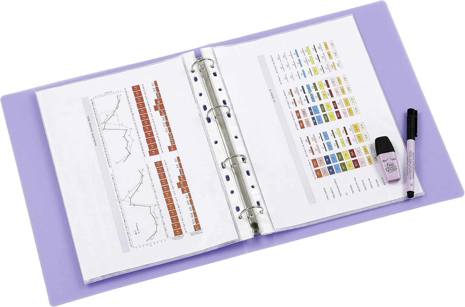Viquel - A4 Maxi Flexible Binder - 4 Rings - 4 cm Spine - for A4 documents - Translucent Purple
