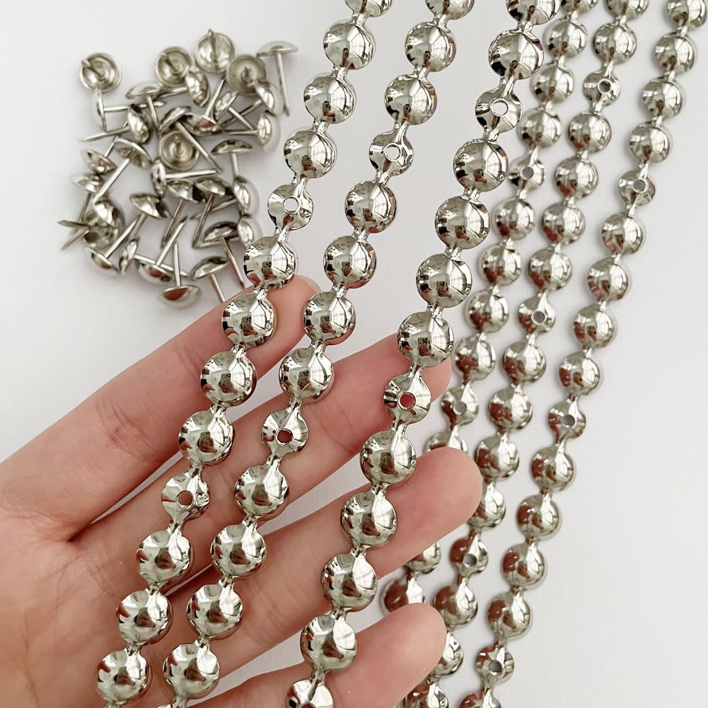 Let's Decorate 5 Meters Upholstery Tacks Strips Nickel,Decorative Nail Strips Sofa Trims Tapes,Indoor Garden Chair Tacks,Loosing Tacks Matched (9.5mm Nickel) - Image 2