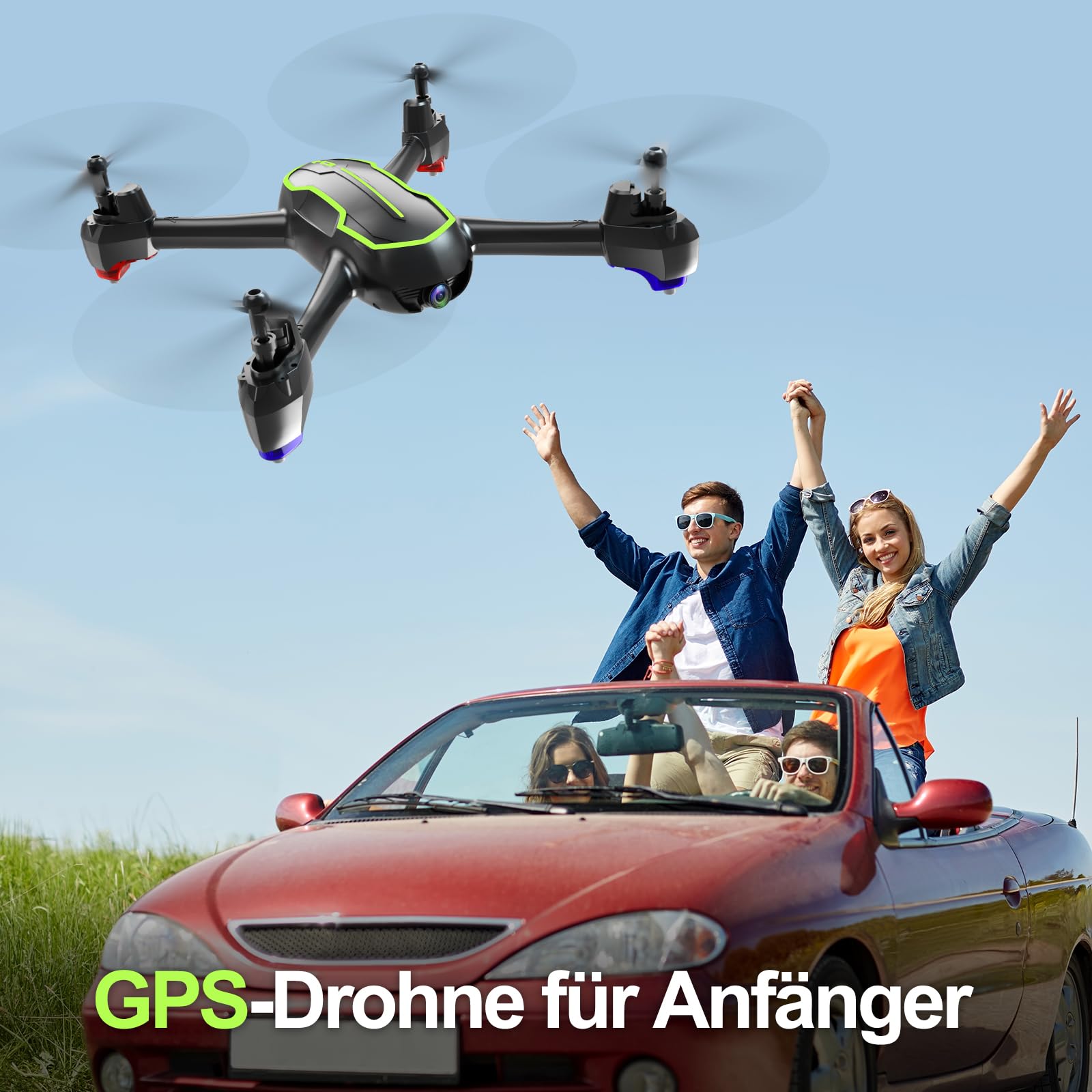Loolinn | Drohne GPS - Drohne mit Kamera HD 1080p für Kinder über 12 Jahre, RC Quadrocopter Drohnen/GPS Automatisch Rückkehr / 32 Min Flugzeit / 2 Akkus